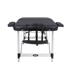 Πτυσσόμενο κρεβάτι μασάζ 3 τμημάτων αλουμινίου με αξεσουάρ – μαύρο (πλάτος 60cm) Κρεβάτια Εξέτασης